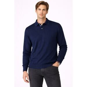 Ralph Lauren Purple Label Men's Navy Long Sleeve Polo Sweater Cotton XL England